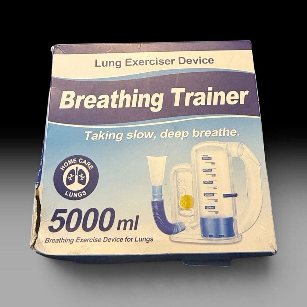 Breathing Trainer Lung Exerciser Device 5000 ml, Blue/White, Easy to Use